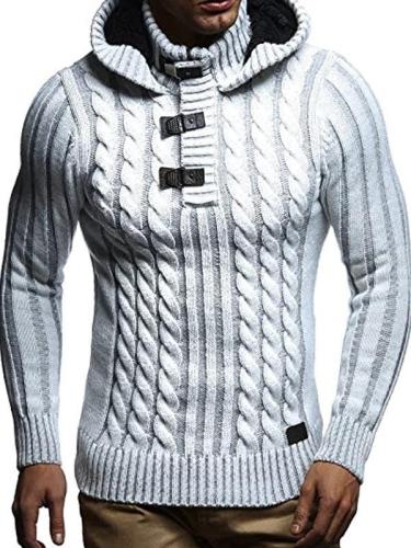 Men's Fashion Slim Stand Collar Hooded Sweater