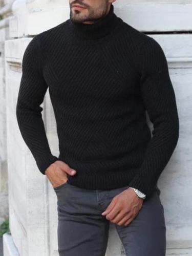 Black Turtleneck Imitates Wool Sweater