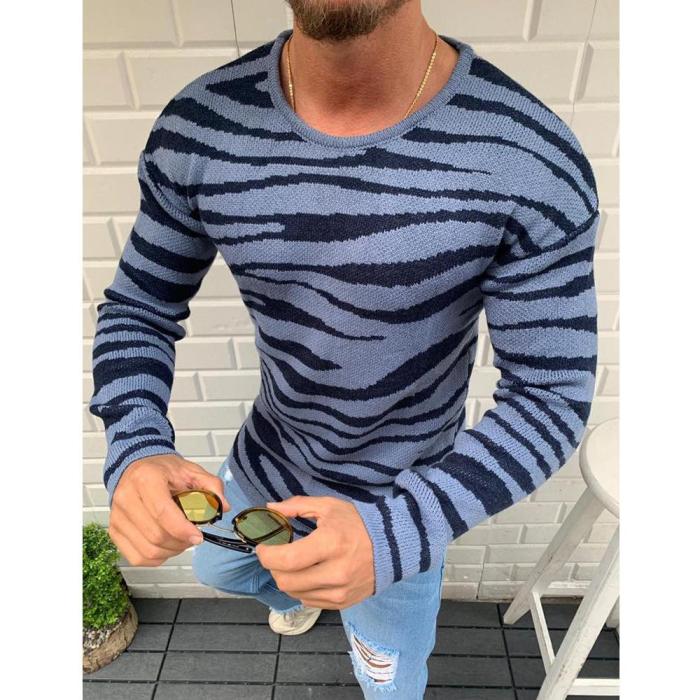 Men's Fashion Zebra-Stripe Knit Sweater