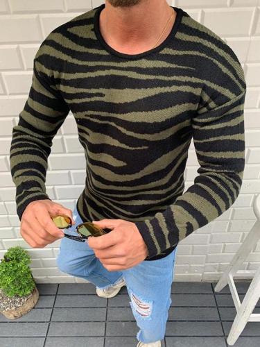 Men's Fashion Zebra-Stripe Knit Sweater