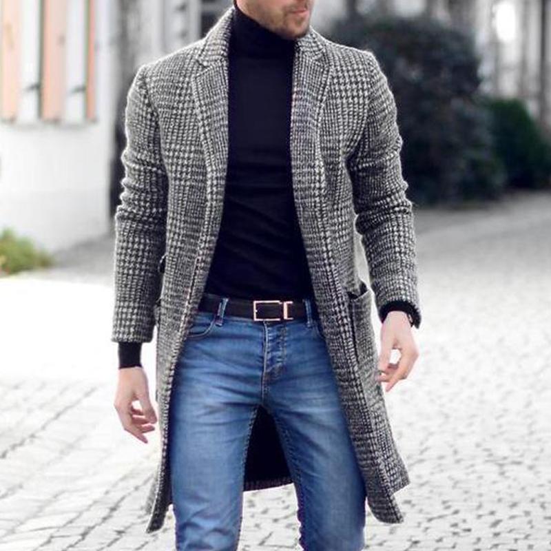 Bunivo Retro Simple Plaid Woolen Coat 