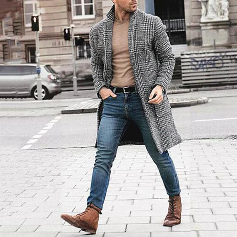 Bunivo Retro Simple Plaid Woolen Coat 