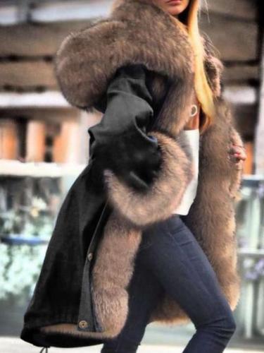Fashion Casual Fur Hoodie Long sleeve Coats