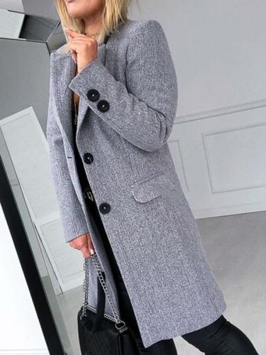 Fashion Pure Lapel Long sleeve Wool Trench Coats