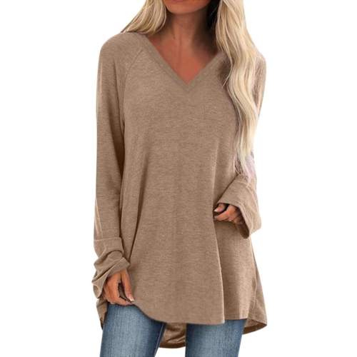 Casual Plus Pure V eck Long sleeve T-Shirts