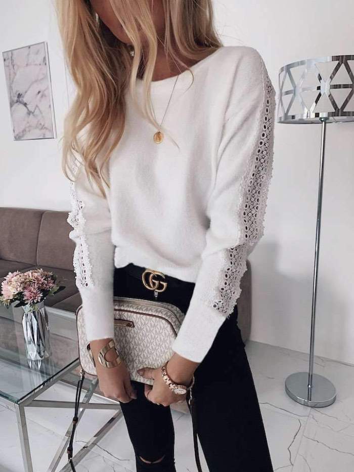 Casual Pure Round neck Backless Hoolow out Long sleeve T-Shirts