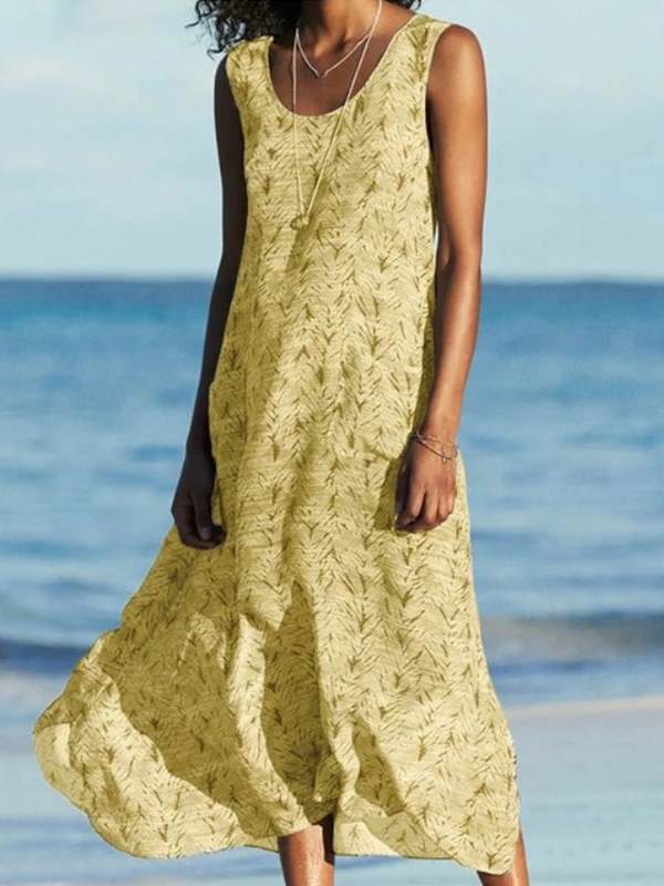 Summer Round Neck women Sleeveless floral maxi dresses