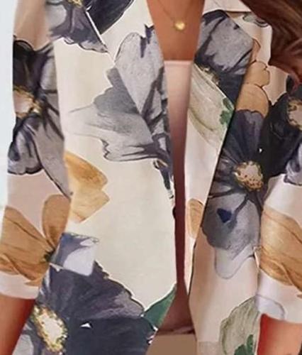 Casual Floral print Lapel Long sleeve Blazer