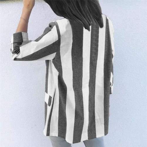 Fashion Casual Stripe Lapel Long sleeve Blazer