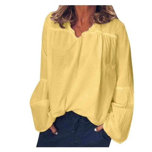 Casual Pure Gored V neck Long sleeve Blouses