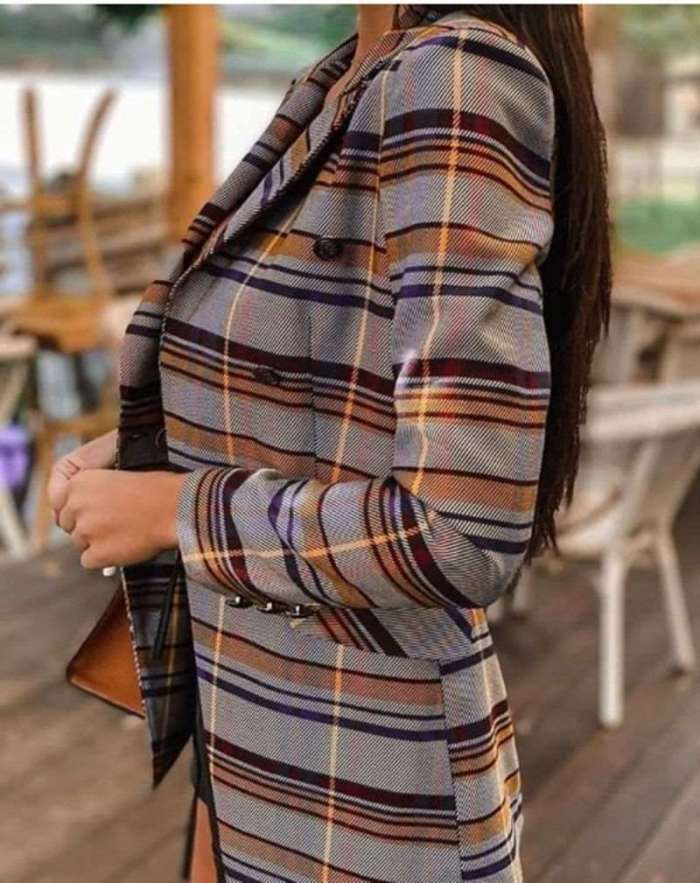 Fashion Stripe print Lapel Long sleeve Blazer