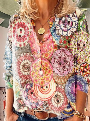 Long Sleeve Floral Floral-Print Statement Shirts & Tops