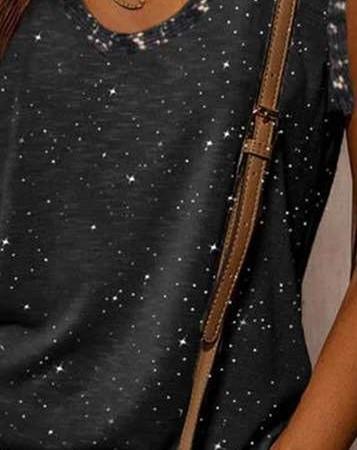 Casual Star print V neck Sleeveless T-shirt Vests
