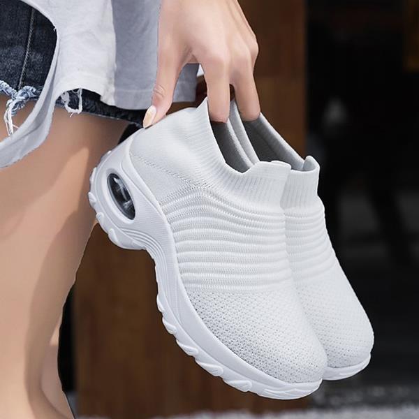 Women's Walking Shoes Sock Sneakers Mesh Slip On Air Cushion Lady Girls Platform Loafers