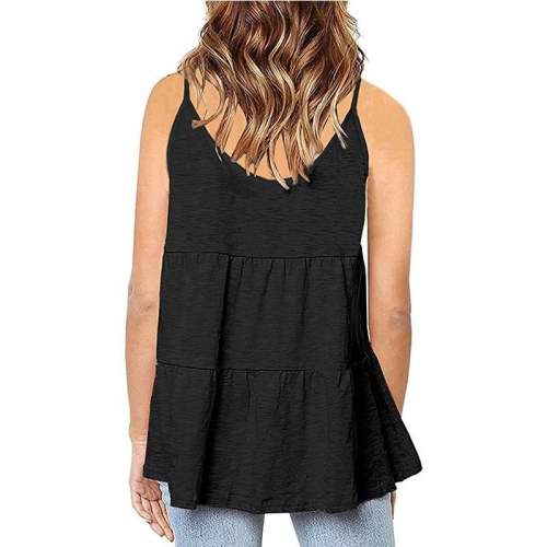 Casual Loose Pure Round neck Gored Vests