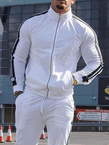 Casual Solid Color Long-sleeved Sportswear Two-piece