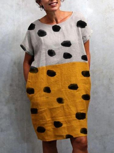 Short Sleeve Polka Dots Casual Dress