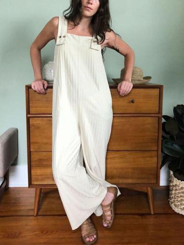 Casual loose striped linen jumpsuit