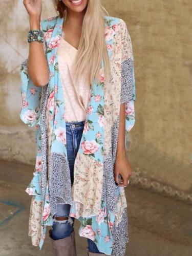 Floral 3/4 Sleeve Shift Outerwear
