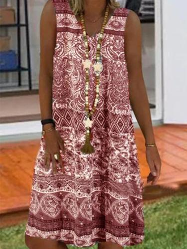 As Picture Casual Tribal Sleeveless Dresses