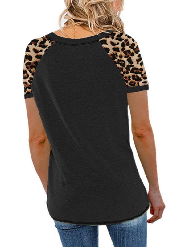 Round neck top leopard printed T-shirts daily looks blouse