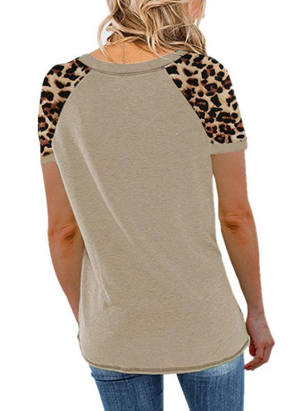 Round neck top leopard printed T-shirts daily looks blouse