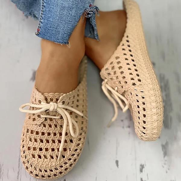 Hollow-Out Pvc Flat Heel Slippers Women shoes for summer