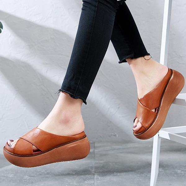 Platform Open Toe Comfy Slippers Casual Slide Sandals