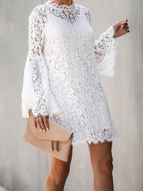 Sexy elegant women white two pieces hollow out shift dresses