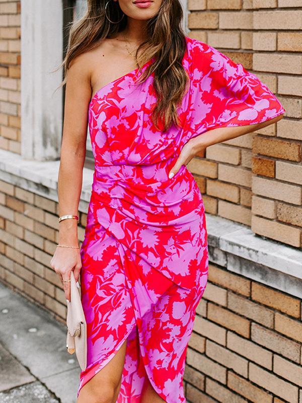 Women one off shoulder printed sexy fashion Bodycon dresses