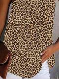 Leopard Casual Cotton-Blend Spaghetti Shift Shirts & Tops