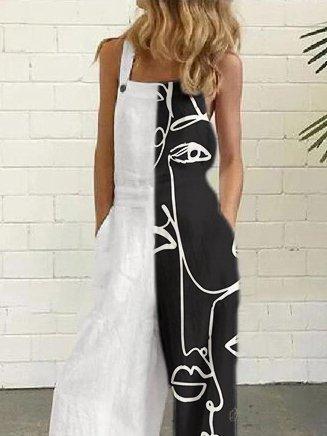 White-Black Abstract Statement One-Pieces