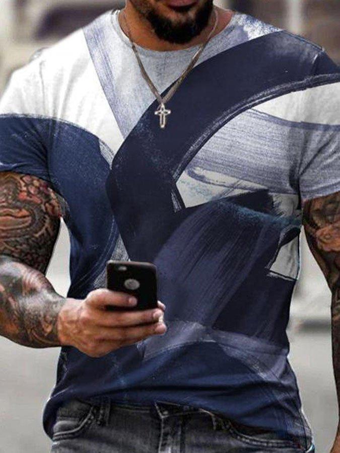 Men's trendy personality printed short sleeves