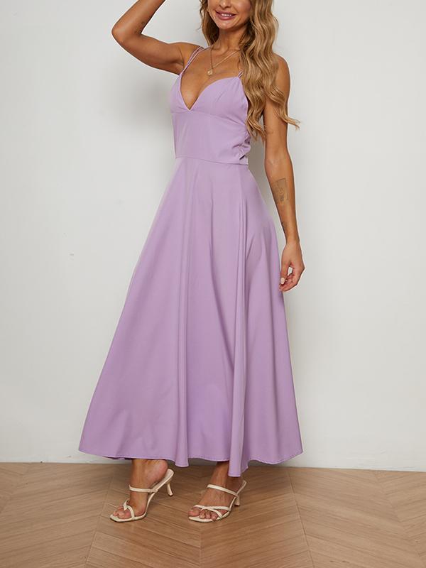 Elegant women plain sleeveless halter long dress evening dresses