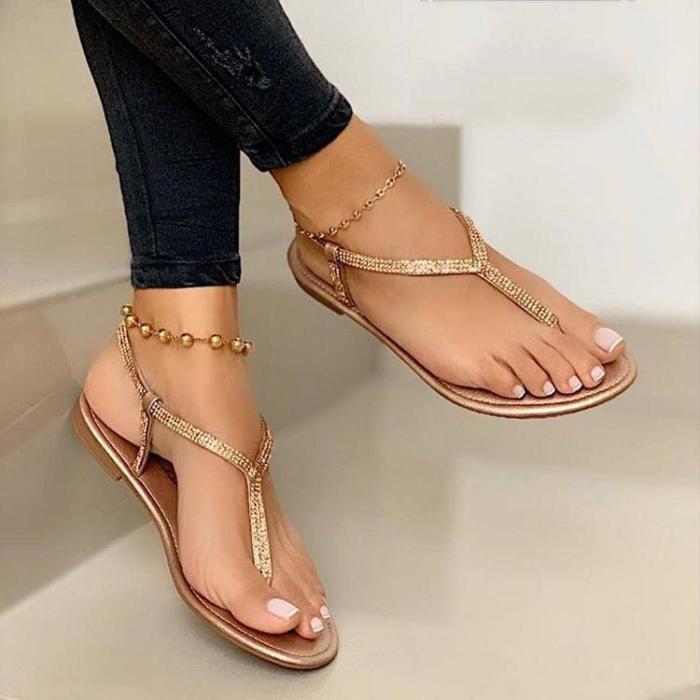 Women Shiny Daily Summer Flat Heel Sandals