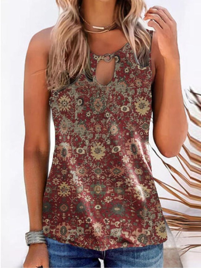 Casual Sleeveless Shirts & Tops Printed Vests for women
