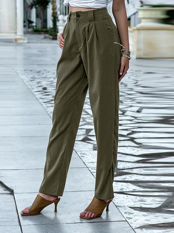 Fashion slim pants solid color women's trousers