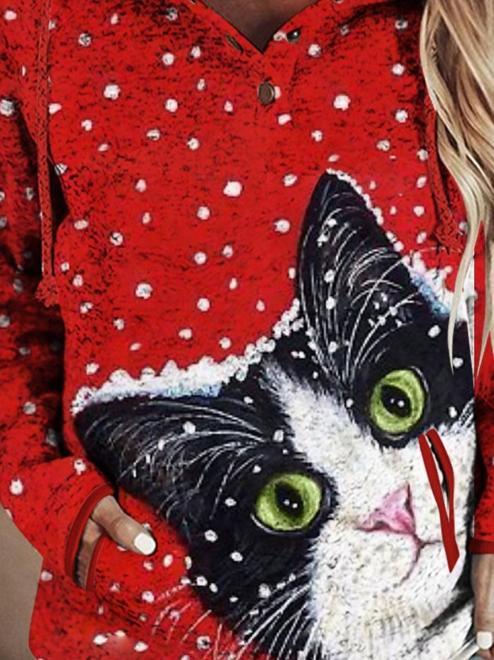 Christmas Cat Hooded Sweatshirt
