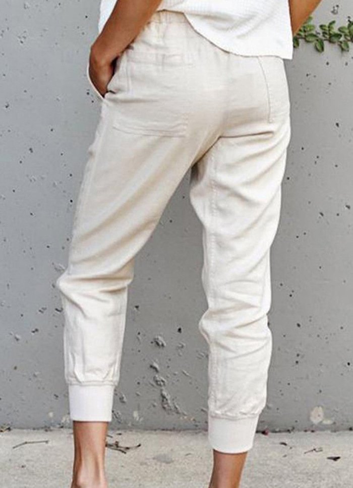 Casual plain easy to match long women pants