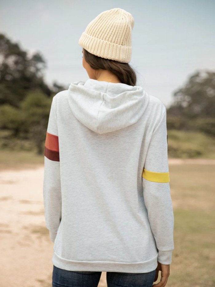 Casual daily hooded loose stitching women's hoodies