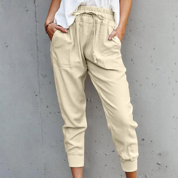 Casual plain easy to match long women pants