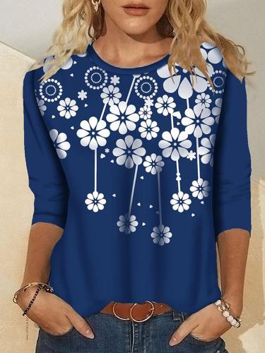 Fashion personality printed round neck long-sleeved T-shirts