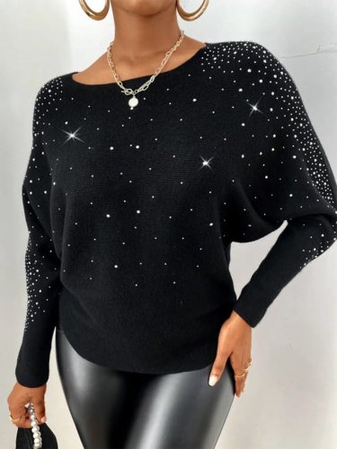 Cotton-Blend Round Neck Long Sleeve Shirts & Tops