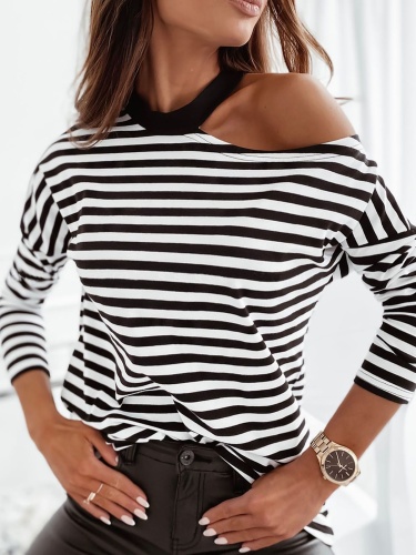 Plus size Long Sleeve Striped Shirts & Tops
