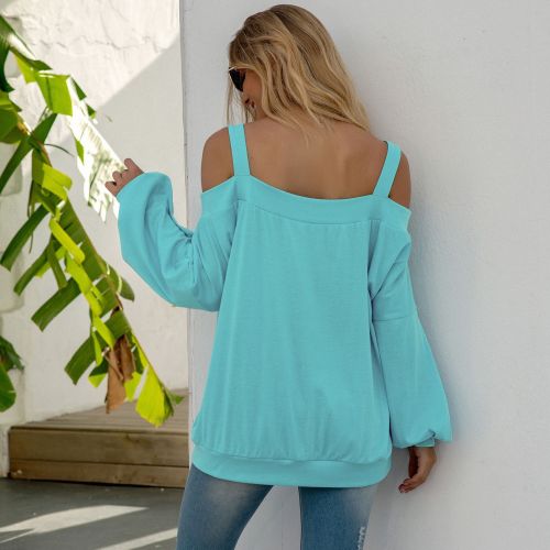 Sexy off-shoulder long-sleeved solid color sweaters