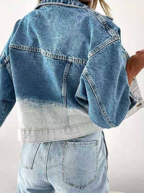 Gradient loose denim jackets for women