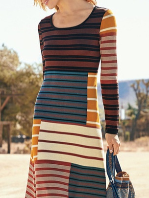 Colorful striped casual dress