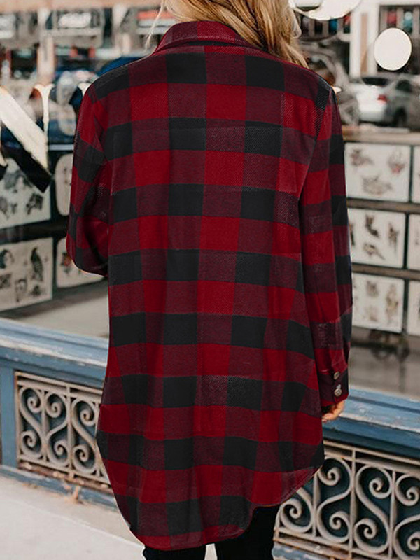 Stylish grid printed women coats