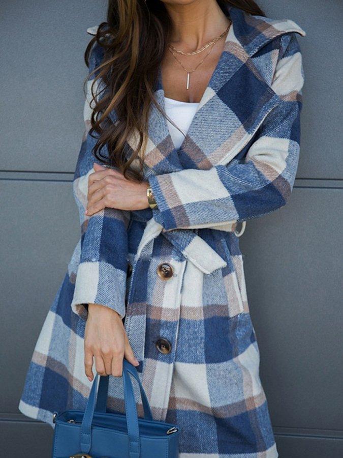 Checkered/plaid Long Sleeve Shift Vintage Outerwear