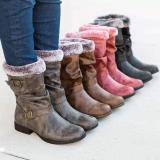 Women Plus Size Winter Flat Heel Winter Boots